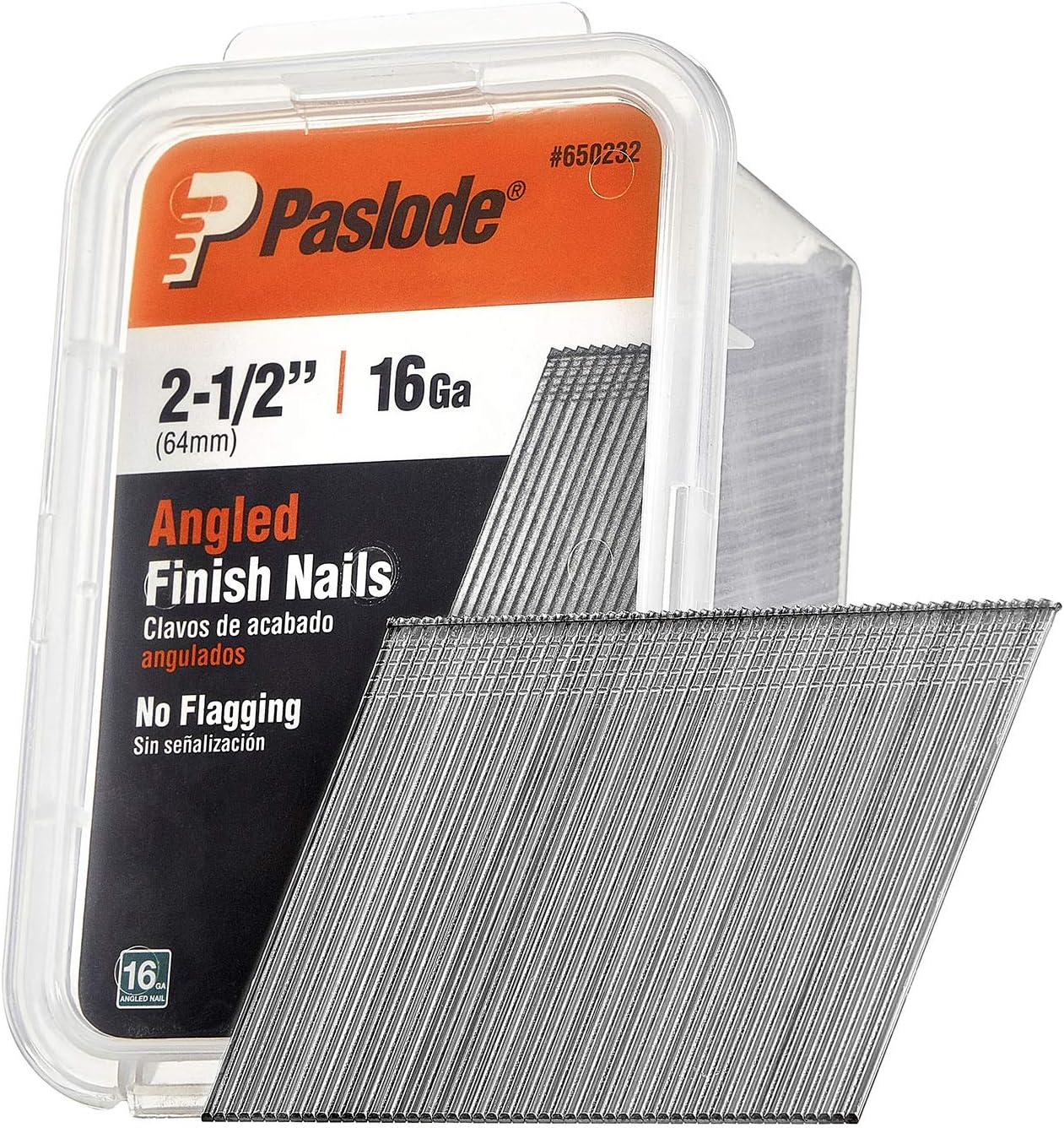 BRAND, CATEGORY, FINISH NAILS, PASLODE, Paslode, Finishing Nail, 650232, 20 Degree Angled Galvanized, 16 Gauge, 2,000 per Box, 2 1/2 inch