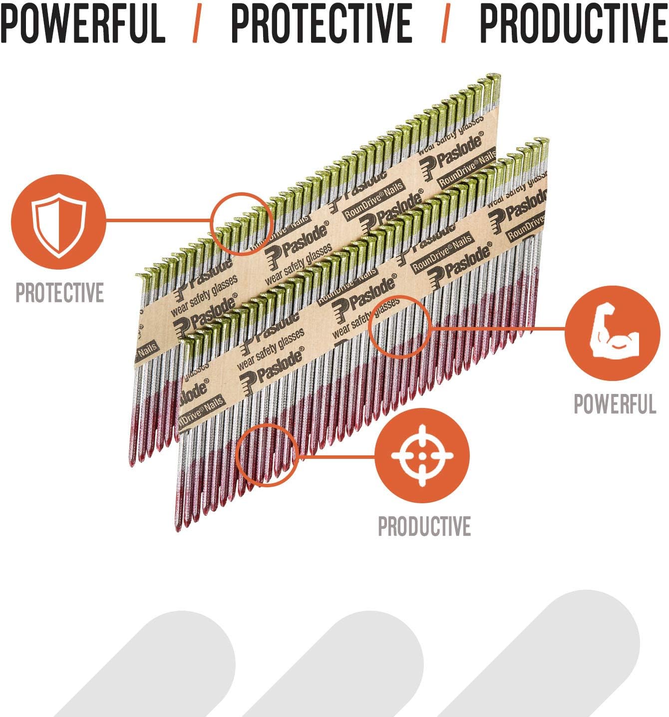 BRAND, CATEGORY, FRAMING NAILS, PASLODE, Paslode Hot Dipped Galvanized 30 Degree RounDrive Framing Nails - Frame Nails that Fit Paslode Nailers - RounDrive Paper Tape Design for Durability - 3 Inch x .120 Gauge - 2000 per Box