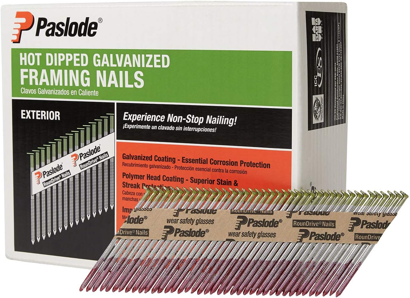 BRAND, CATEGORY, FRAMING NAILS, PASLODE, Paslode Hot Dipped Galvanized 30 Degree RounDrive Framing Nails - Frame Nails that Fit Paslode Nailers - RounDrive Paper Tape Design for Durability - 3 Inch x .120 Gauge - 2000 per Box