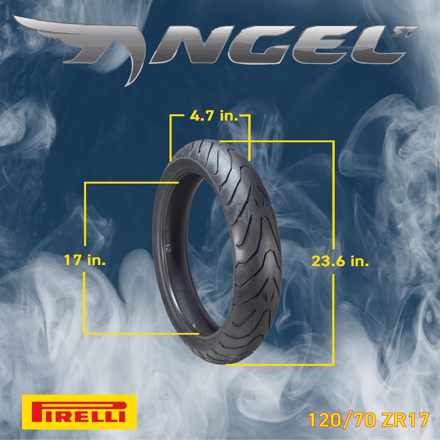 BRAND, CATEGORY, PIRELLI, SPORT, Pirelli Angel ST Front 120/70ZR17 & Rear 180/55ZR17 Sport Touring Motorcycle Tires - 120/70-17 180/55-17 Two Pack