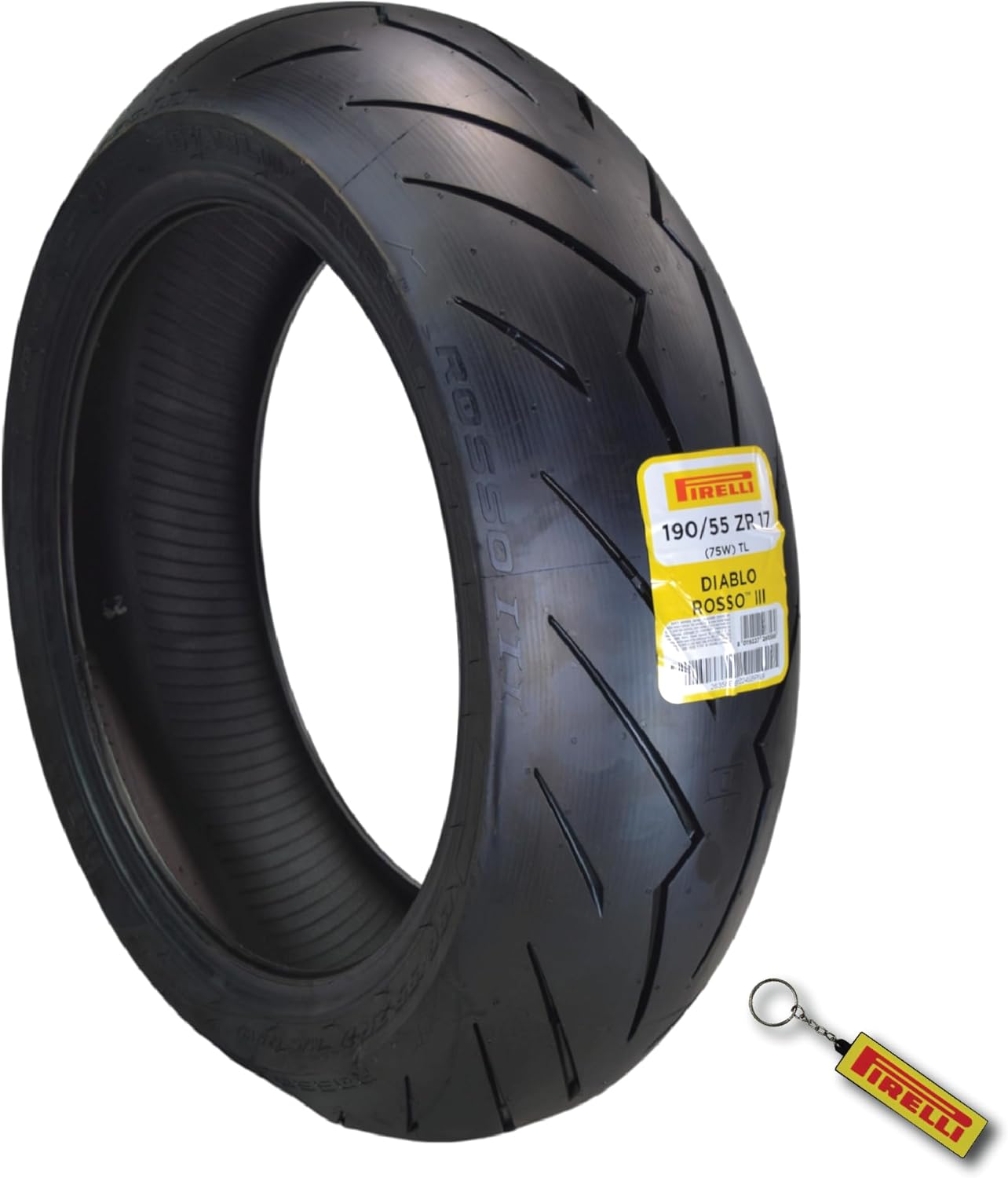 BRAND, CATEGORY, PIRELLI, SPORT, Pirelli Diablo Rosso III 190/55 ZR17 Rear Motorcycle Tire with Keychain 190/55-17 (Single)