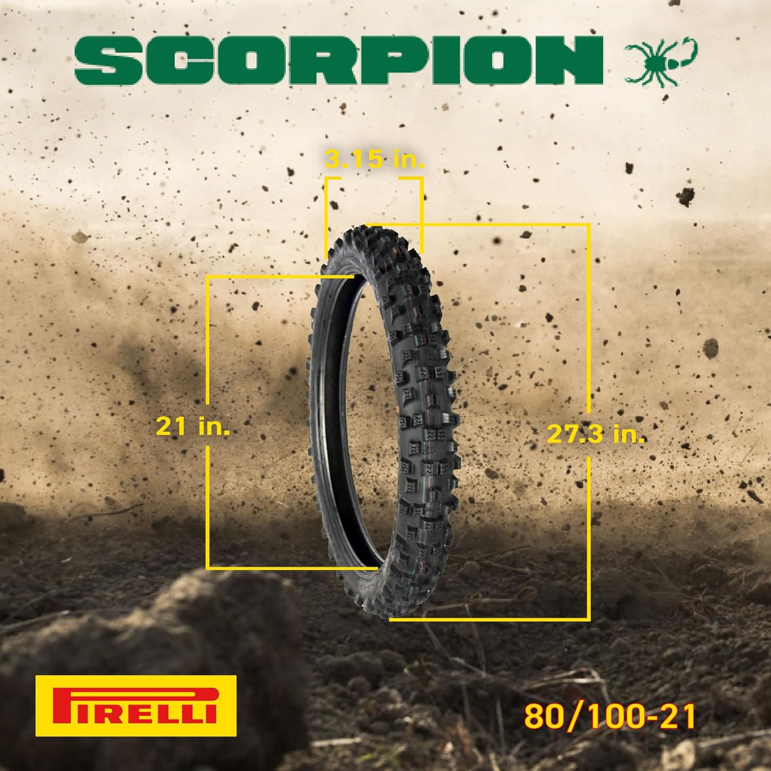 BRAND, CATEGORY, MOTOCROSS, PIRELLI, Pirelli Scorpion MX Extra X 80/100-21 Front Dirt Bike Tire with Keychain - Single