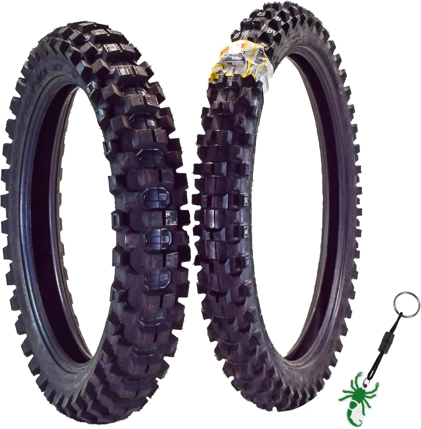 BRAND, CATEGORY, MOTOCROSS, PIRELLI, Pirelli Scorpion MX Extra X Front 80/100-21 & Rear 100/90-19 Dirt Bike Tires with Keychain - Two Pack