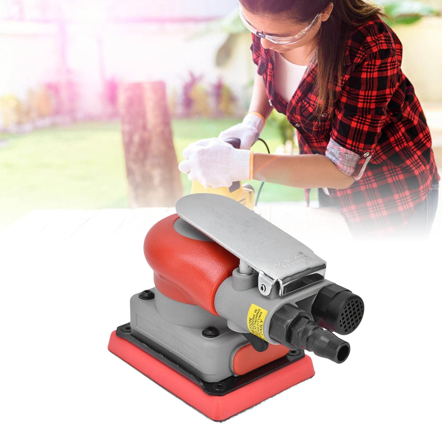 BRAND, CATEGORY, RANDOM-ORBIT SANDERS, WENE, Random Orbit Air Palm Sander, 3 in 4 in, one eighth in Orbit, 10,000 Max OPM, Air Squares Sanding Machine, Electric Orbit Sander, Non Vacuum Orbital Sander for Wood Sanding, Car Waxing, etc