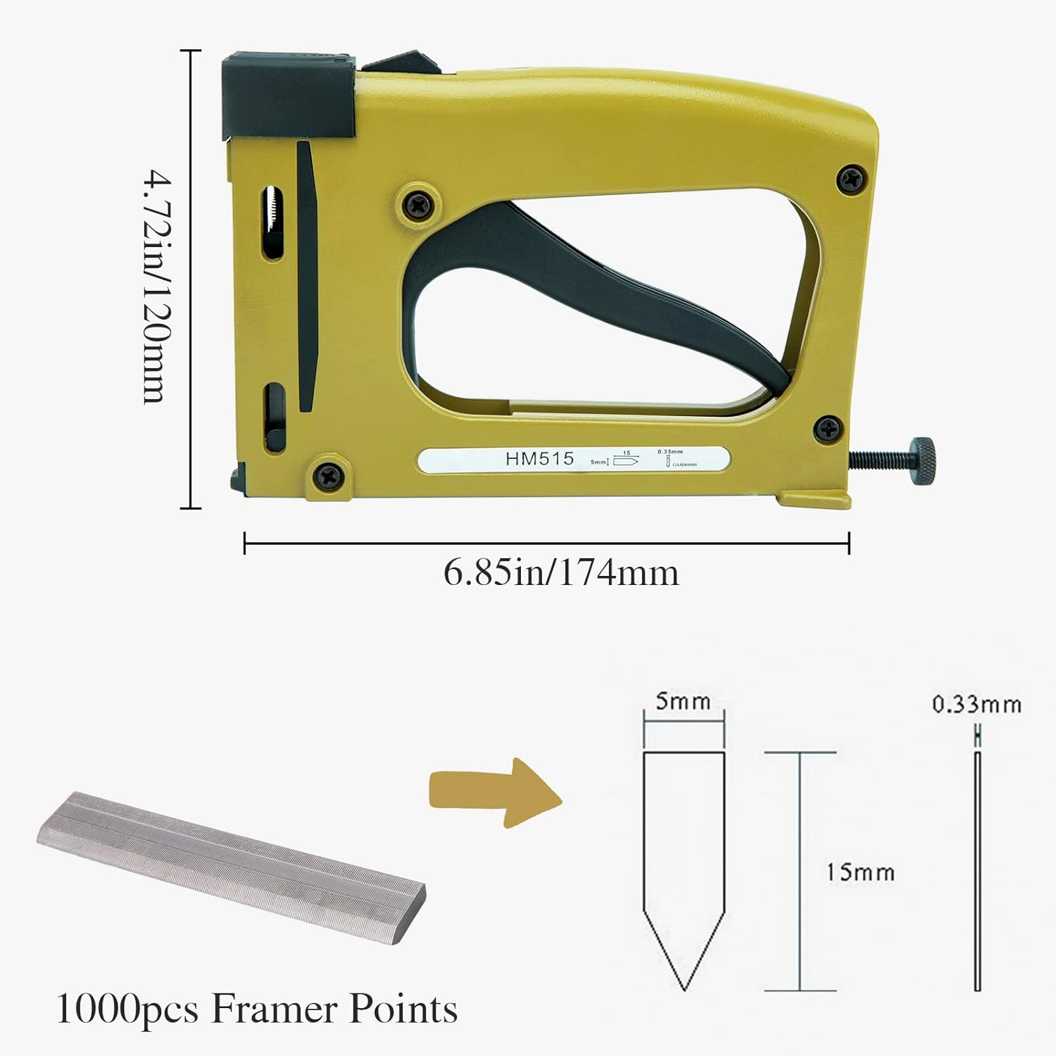 BRAND, CATEGORY, IVONNEY, STAPLERS & TACKERS, Point Drivers for Picture Framing, Picture Frame Stapler Point Driver Gun with 1000 Points for Joiner DIY - Picture Frame Backing Stapler