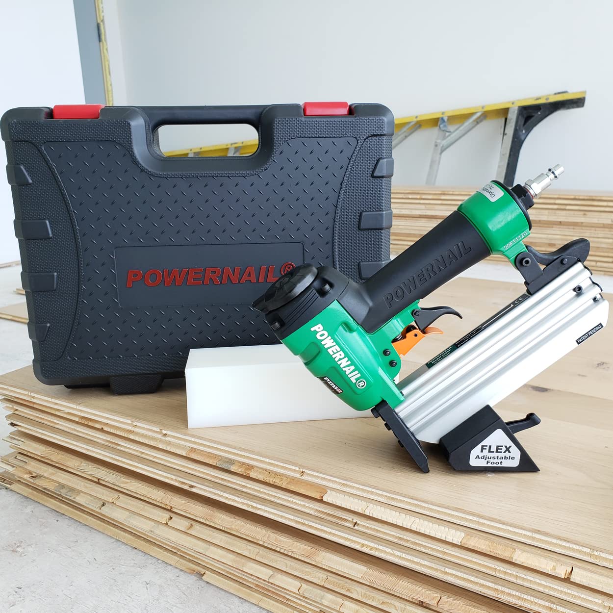 BRAND, CATEGORY, FLOORING NAILERS, POWERNAIL, Powernail 2000F Pneumatic 20 Gauge Trigger Pull L-Cleat Nailer for Engineered and Hardwood Flooring