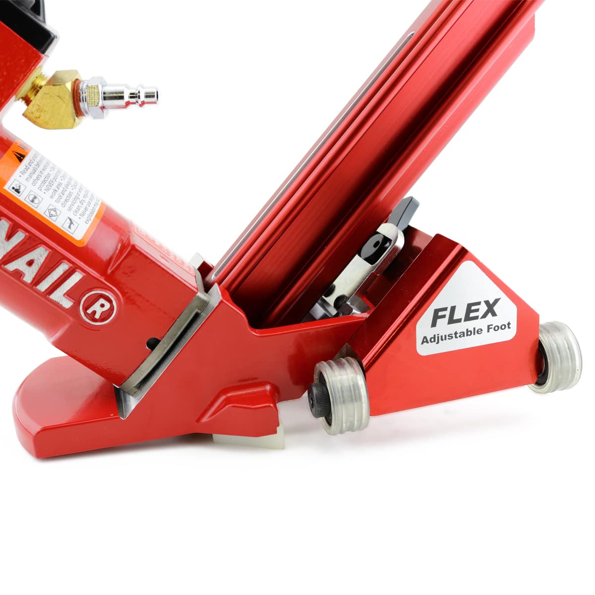 BRAND, CATEGORY, FLOORING NAILERS, POWERNAIL, Powernail 50PFLEXPRW Pneumatic 18 Gauge L-Cleat Flooring Nailer with Flex Power Roller Adjustable Base