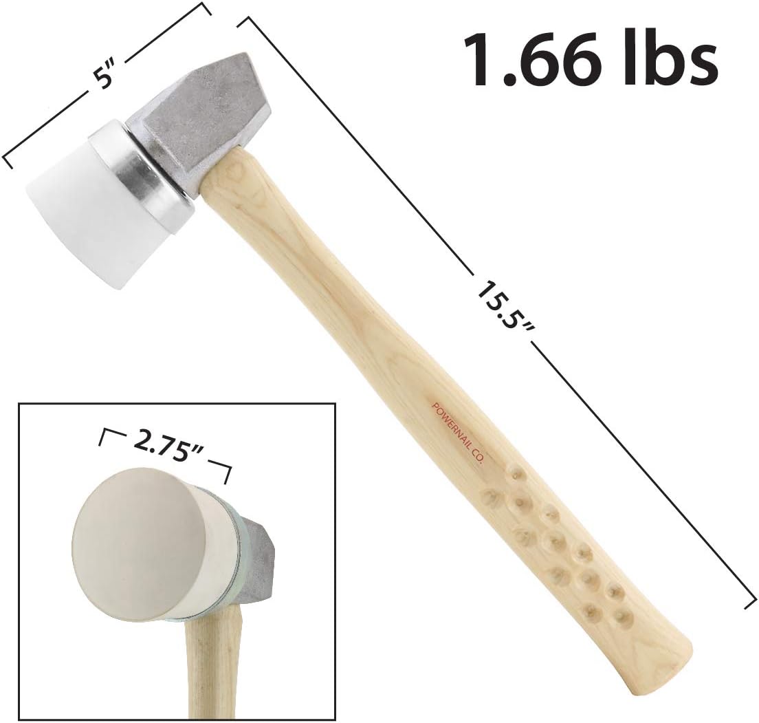 BRAND, CATEGORY, MALLETS, POWERNAIL, Powernail Ultra-Light Weight Aluminum White Rubber Capped Flooring Mallet