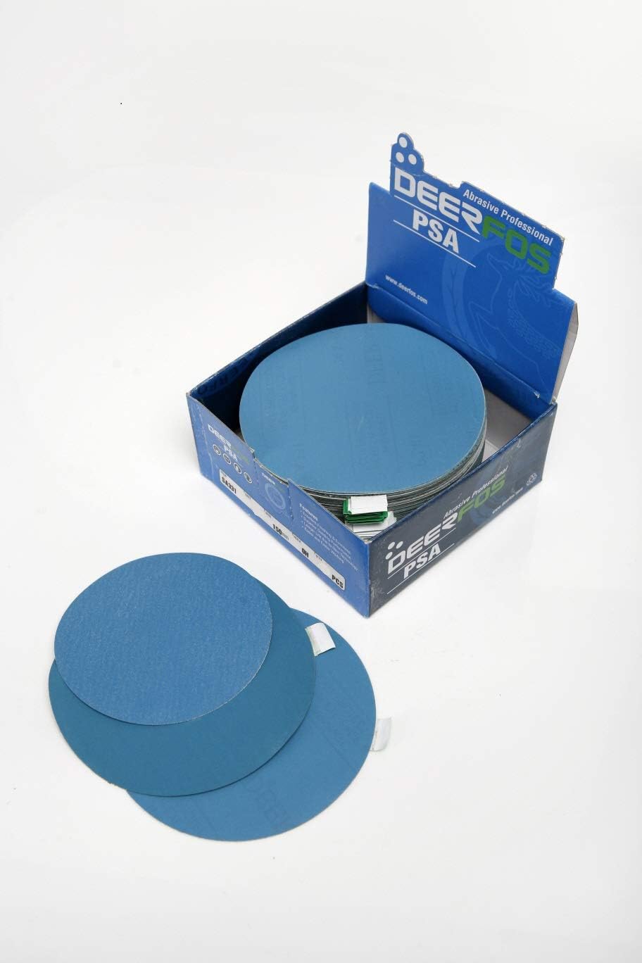 BRAND, CATEGORY, DEERFOS, PSA DISCS, Premium Blue Disc Film Sandpaper With Stickyback 400Grit 6inch Sanding Discs(PSA) - 50pcs/Box (400 Grit)