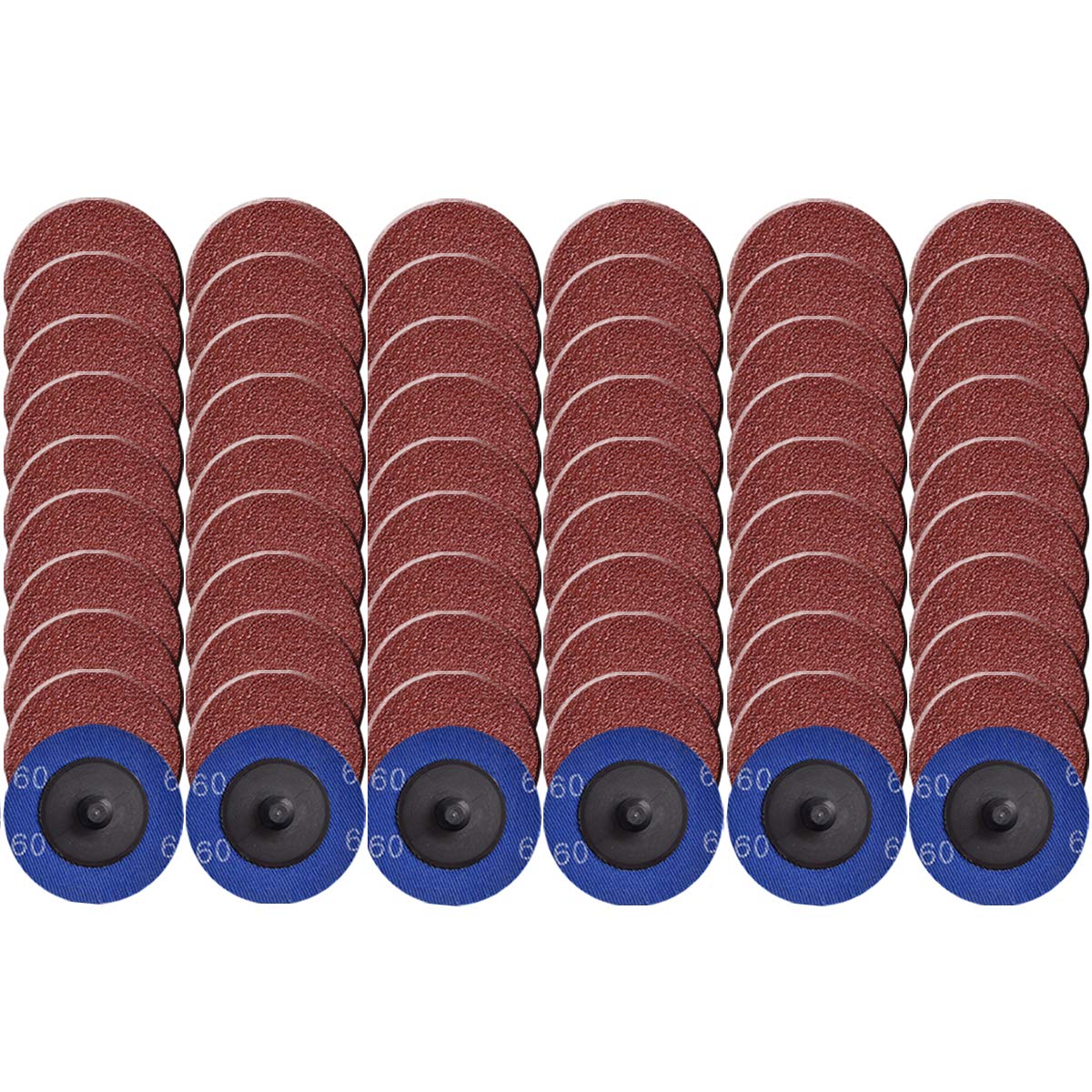 BRAND, CATEGORY, QUICK CHANGE DISCS, TSHYA, Quick Change Roll Lock Disc, 60 Pcs 36/60/80 Grit 2 inch Sanding Discs Aluminum Oxide Coated Die Grinder Accessories, for Surface Prep (Mixup)