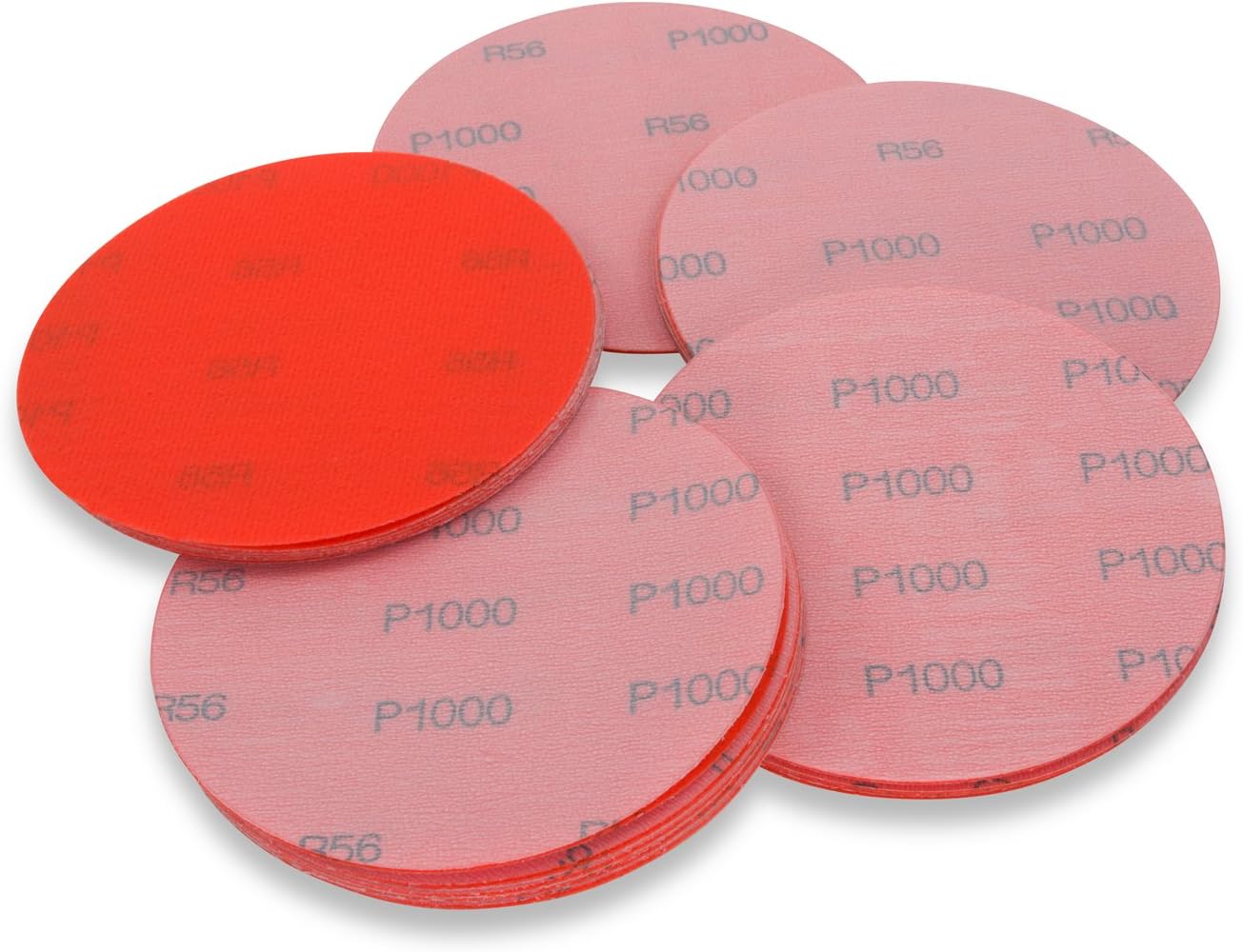 BRAND, CATEGORY, FINTECH ABRASIVES, HOOK & LOOP DISCS, Red Label Abrasives 5 Inch 1000 Grit Hook and Loop Wet/Dry Auto Body Film Sanding Discs, 50 Pack