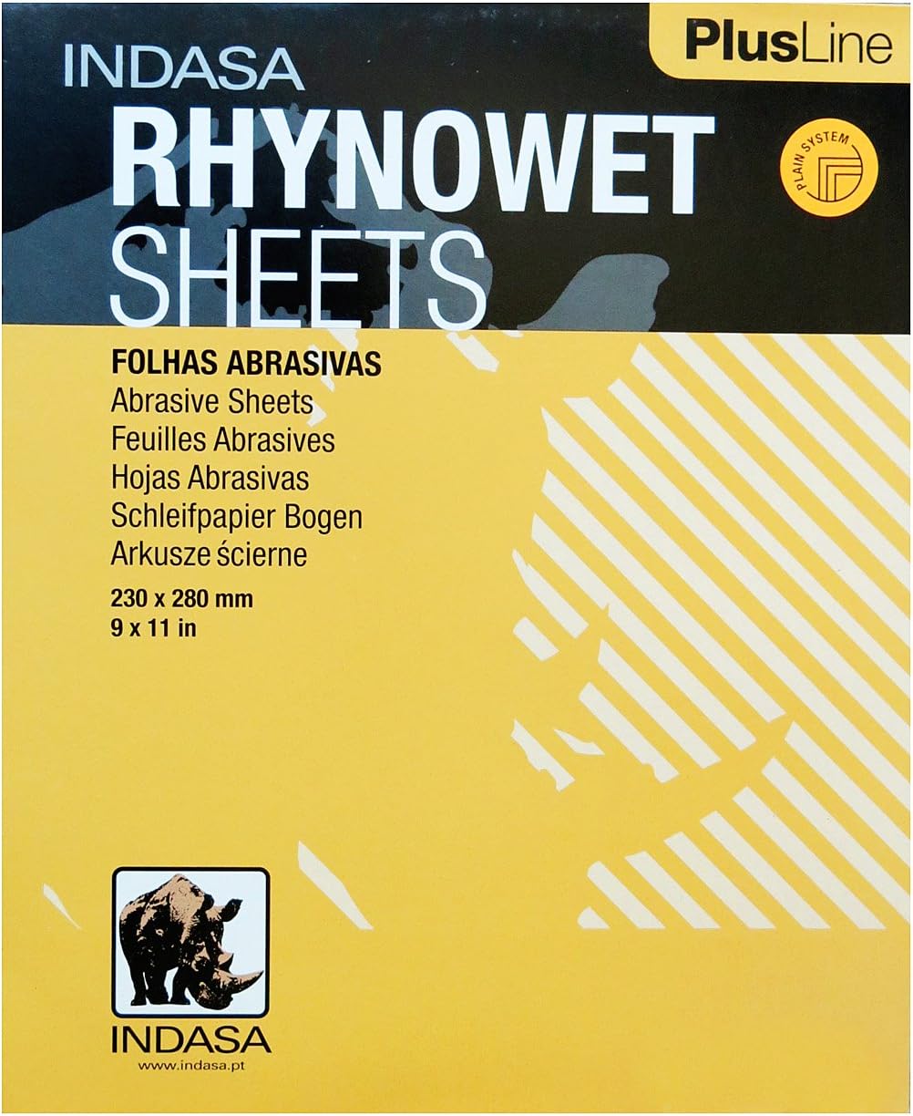 BRAND, CATEGORY, INDASA, SANDING SHEETS, Rhynowet Plus Line Sandpaper Wet / Dry 9"x 11" 400 Grit 50 Sheets