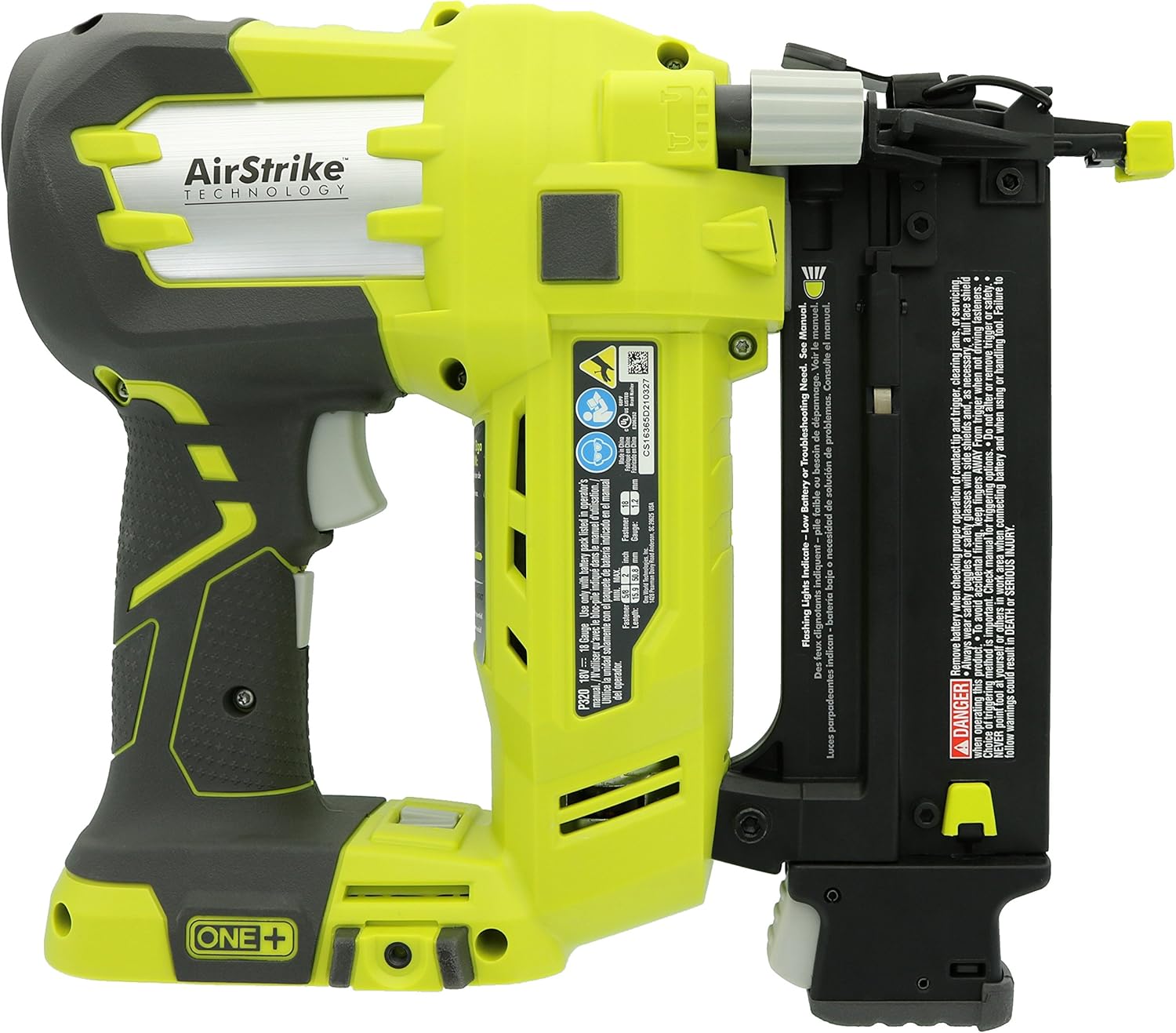 BRAD NAILERS, BRAND, CATEGORY, RYOBI, Ryobi 3 Piece 18V One+ Airstrike Brad Nailer Kit (Includes: 1 x P320 Brad Nailer, 1 x P102 2AH 18V Battery, 1 x P117 IntelliPort Dual Chemistry Battery Charger)