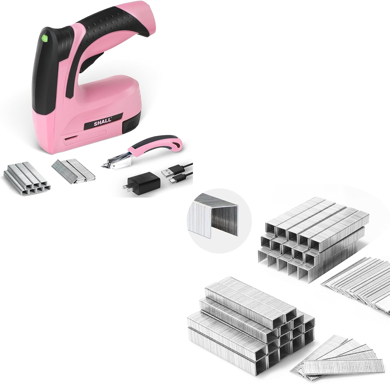 BRAND, CATEGORY, SHALL, STAPLERS & TACKERS, SHALL Electric Staple Gun & JT21, 18 Gauge Brad Nails Set