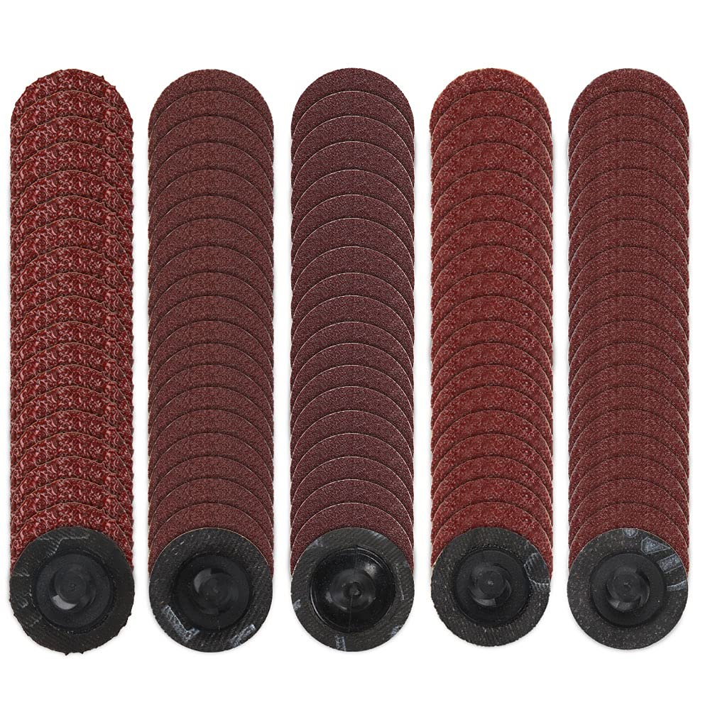 BRAND, CATEGORY, QUICK CHANGE DISCS, SI FANG, SI FANG 100 Pcs 1 inch Quick Change Sanding Discs, Coarse Aluminum Oxide Roll Lock Disc, R Type Surface Conditioning Discs for Die Grinder, Surface Prep, Grinding and Polishing Finishing (40 Grit)