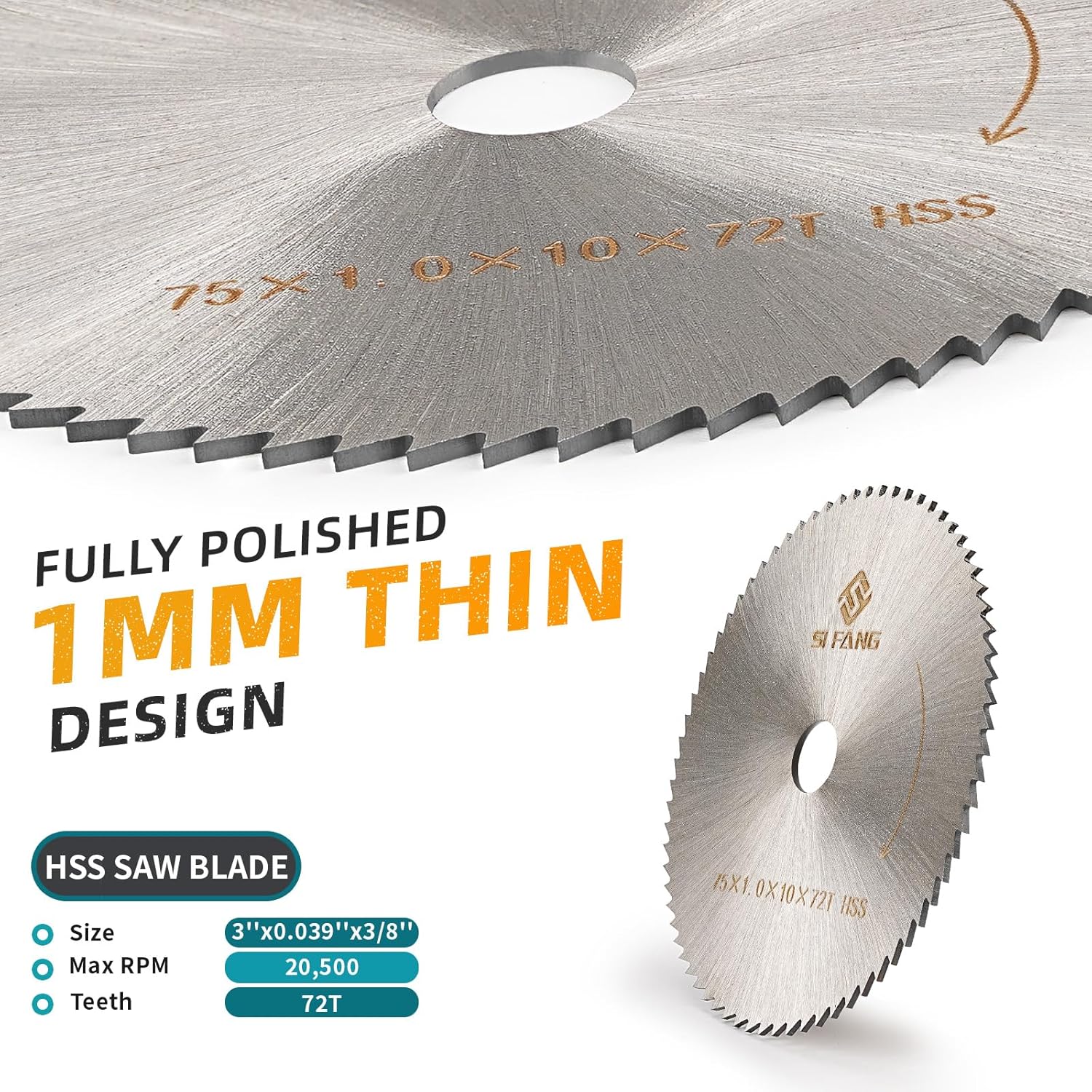 BRAND, CATEGORY, CIRCULAR SAW BLADES, SI FANG, 3Pcs 3 Inch HSS Circular Saw Blade 3/8" Arbor, 72T Mini High Speed Steel Cutting Discs Wheel for Wood Plastic Aluminum Metal Composite Materials, Compatible with Cut Off Tool Rotary Drill 75mm