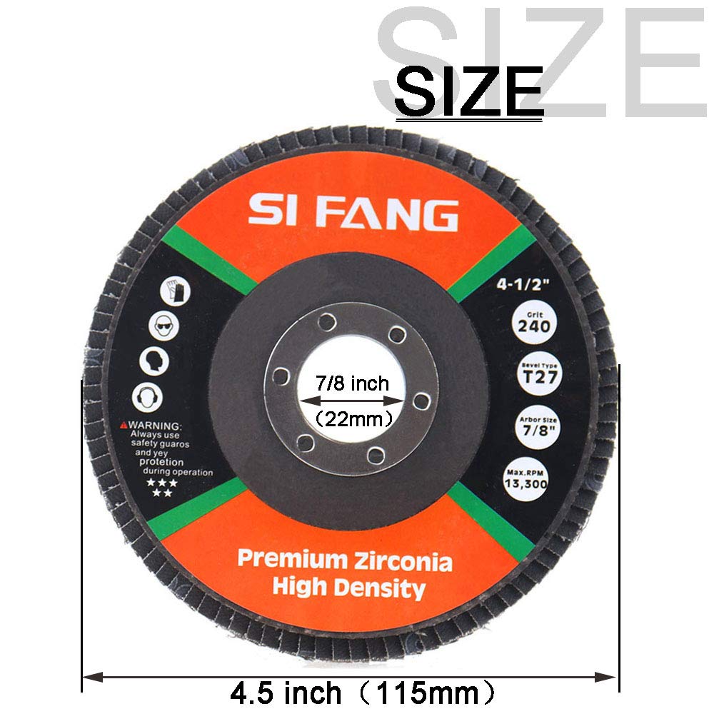 BRAND, CATEGORY, FLAP DISCS, SI FANG, SI FANG 320 Grit Flap Discs 4 1/2 Inch Aluminum Oxide 10 Pack Angle Grinder Attachment Sanding Disc Blending Grinding Finishing