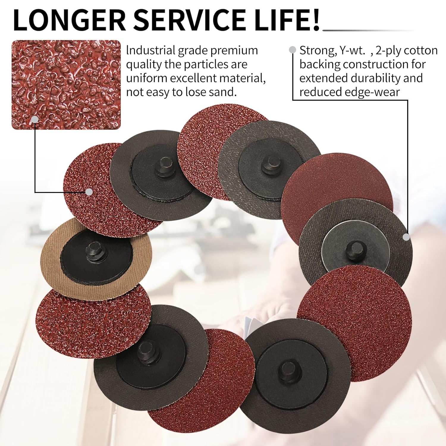 BRAND, CATEGORY, QUICK CHANGE DISCS, SI FANG, SI FANG 50PCS 1 Inch Quick Change Sanding Disc 40/60/120/180/240 Grit Roll Lock Quick Change Discs with 1/4" Round/Hex Holder, Surface Conditioning Discs Die Grinder Accessories