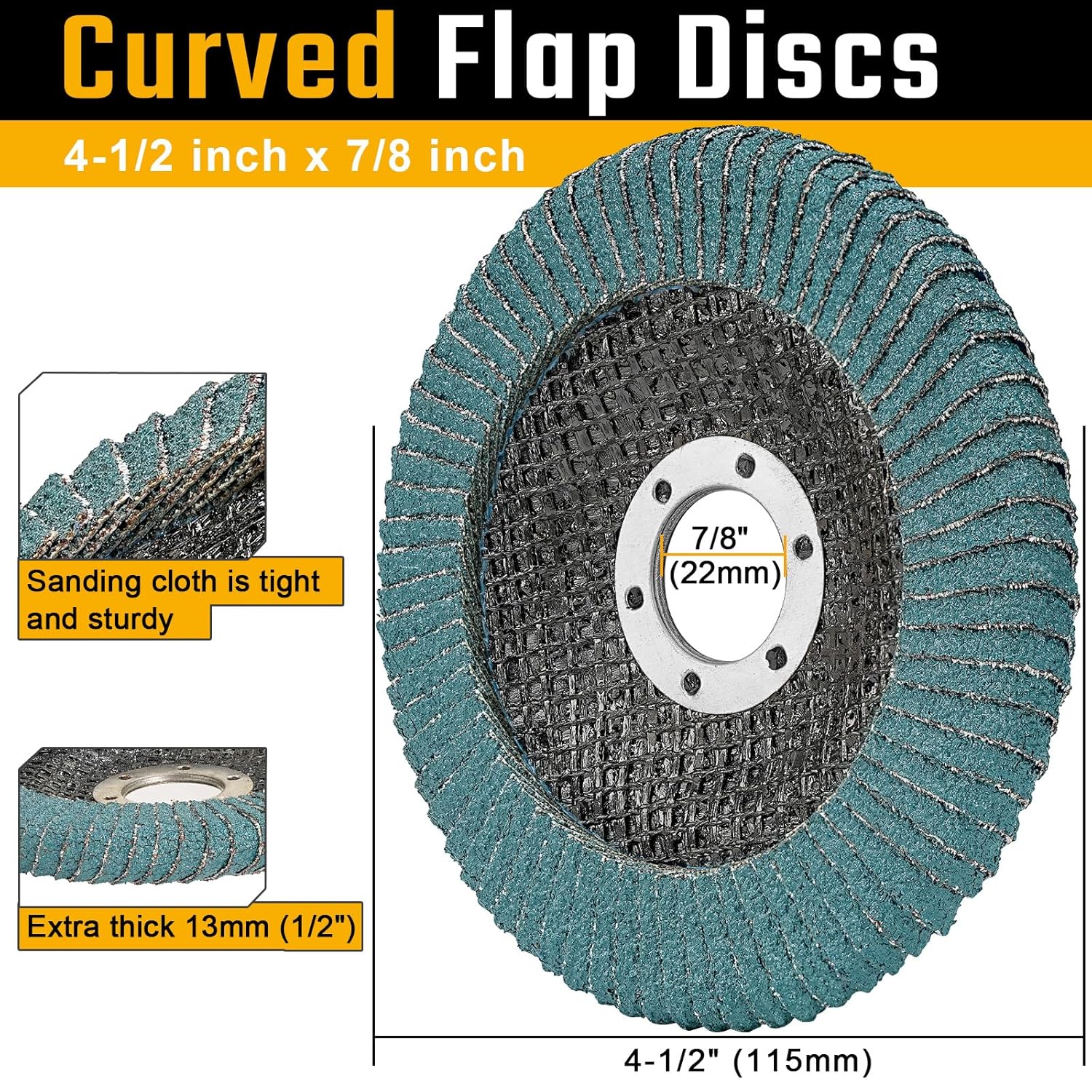 BRAND, CATEGORY, FLAP DISCS, SI FANG, SI FANG Premium Zirconia Curved Flap Discs 4 1/2 Inch Sanding Disc for Angle Grinder, Radial Grinding Wheel for Wood Metal Round Corner Edge Contour Welding (5Pcs 60 Grit)