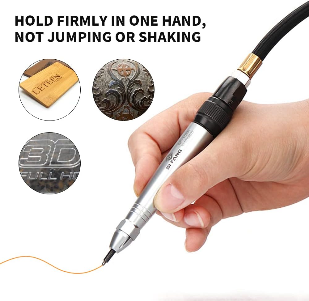 BRAND, CATEGORY, ENGRAVING MACHINES & TOOLS, SI FANG, SI FANG Scribe and Engraving Pen Air Micro Die Grinder Kit for for Glass/Ceramics/Metal Sheet,Grinding Cutting Mini Pencil Pneumatic Polishing Engraving Tool