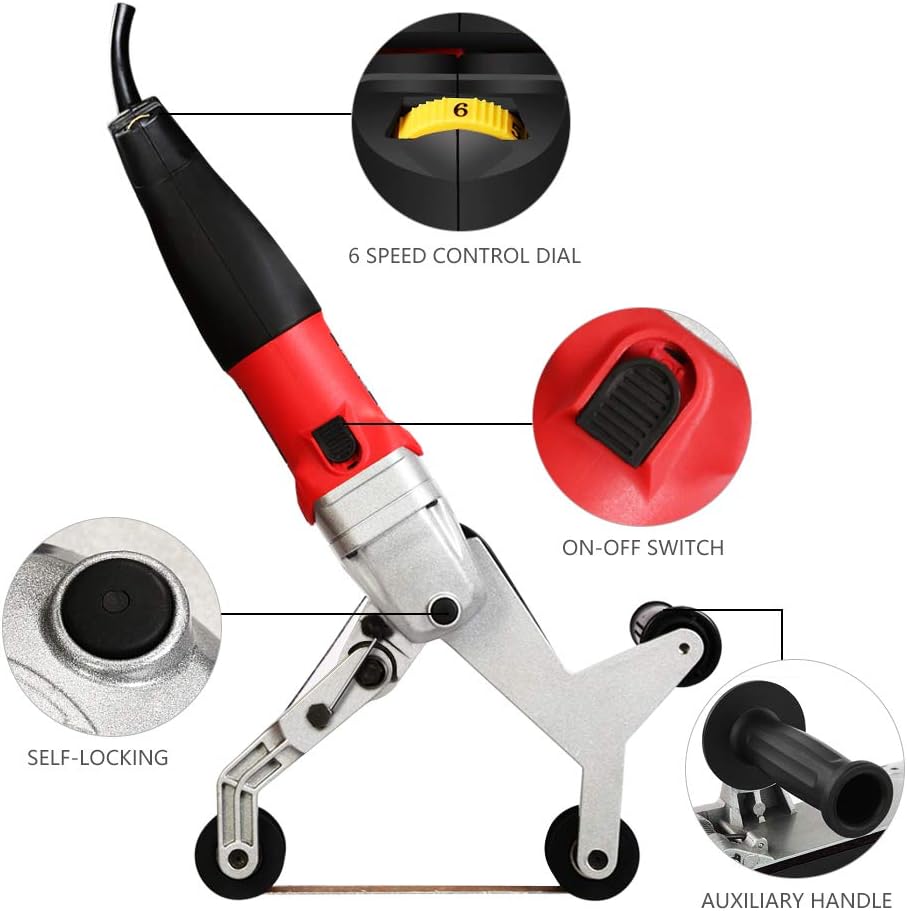 BRAND, CATEGORY, DISC SANDERS, SPTA, SPTA 110V 800W Professional Stainless Steel Pipe Tube Polisher Sander with Alumina Oxide Sanding Belt, Silicon Carbide Wheel, Pole Burnishing Polisher Machine