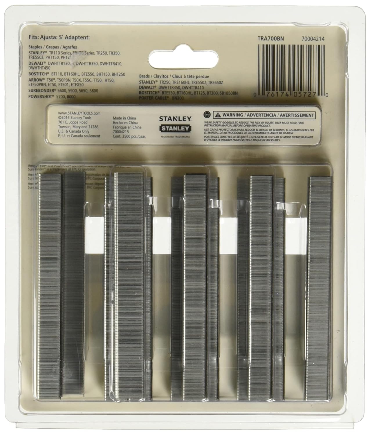 BRAND, CATEGORY, STANLEY, STAPLES, STANLEY Brad Nails, Heavy-Duty Staple and Brad Assortment, 2500-Pack, 18/24 GA (TRA700BN)