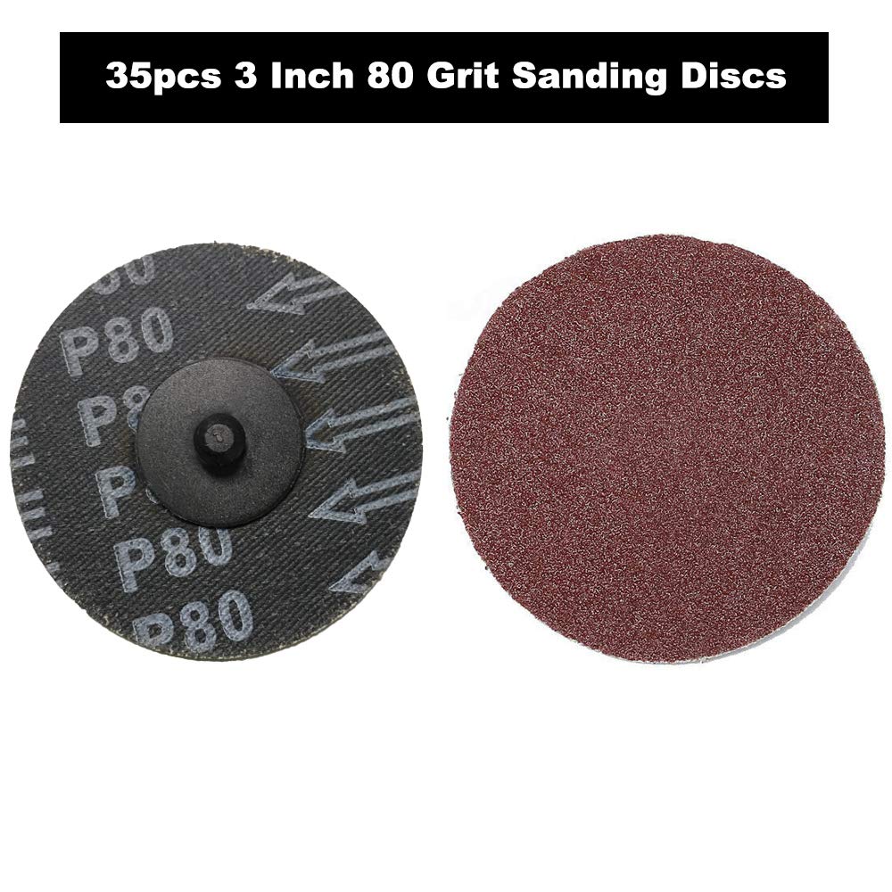 BRAND, CATEGORY, GRINDING DISCS, SAIPOR, Saiper 35pcs 3 Inch 80 Grit Sanding Discs Roll Lock Aluminium Oxide Sanding and Grinding Discs for Surface Prep Strip Grind Polish Finish Burr Rust Paint Removal