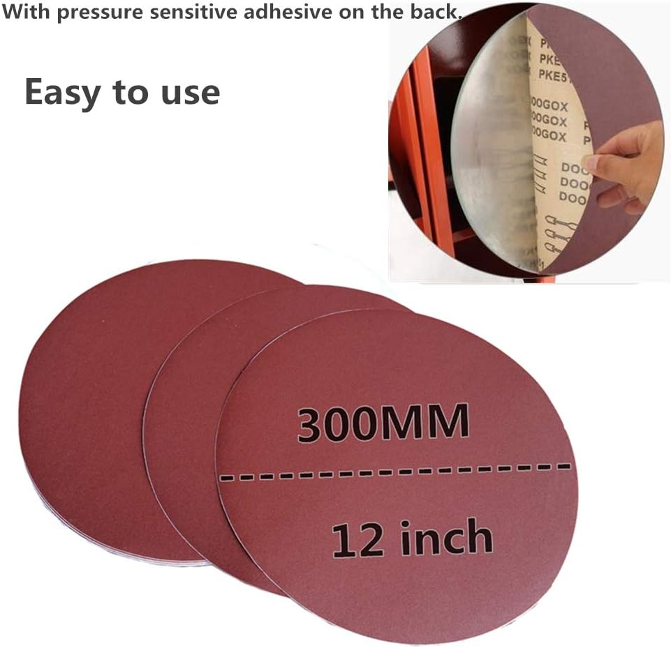 BRAND, CATEGORY, LEOP, PSA DISCS, Sanding Discs Abrasives 332062 80 Grit 12"A -Weight Cloth Premium Industrial Aluminum Oxide Psa Stick-On Sanding Discs for Stationary Sanders, 6 Sanding Discs/Pack