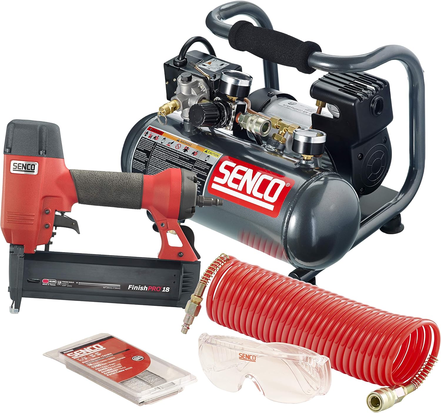 BRAD NAILERS, BRAND, CATEGORY, SENCO, Senco PC0947 18-Gauge Brad Nailer Compressor Combo Kit