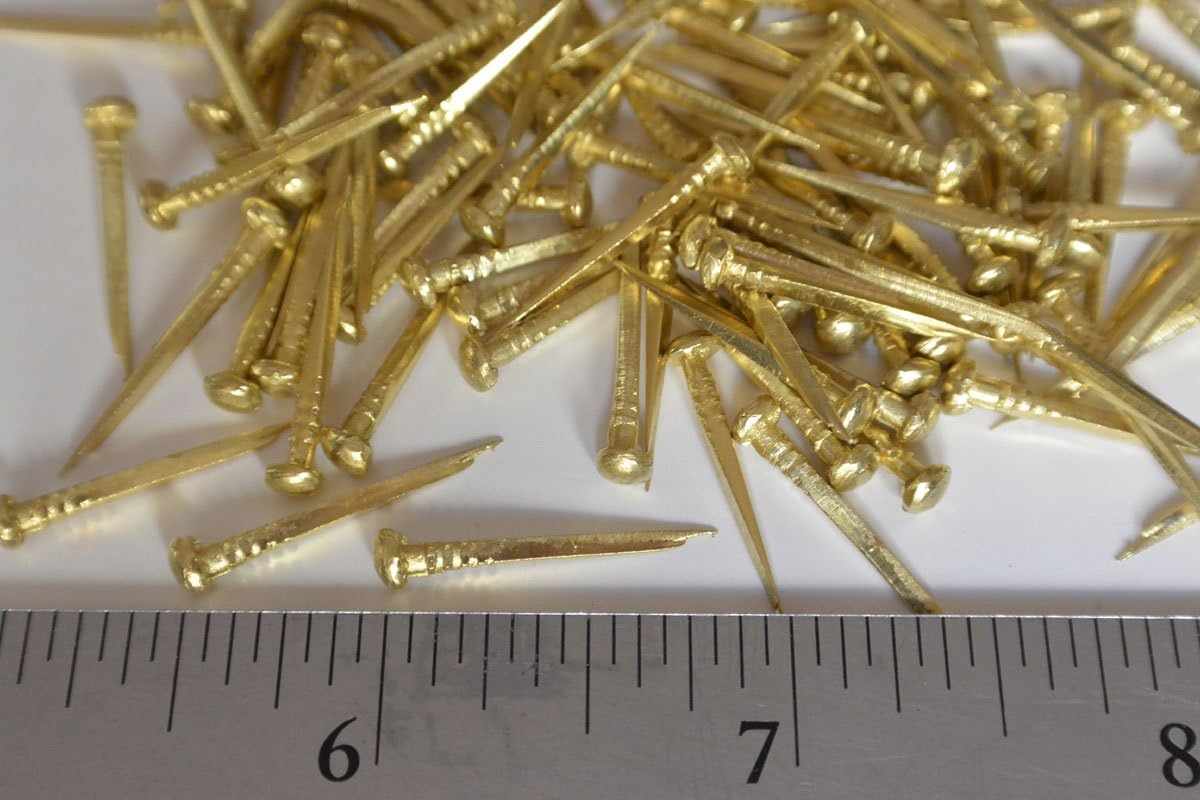 BRAND, CATEGORY, LAMYOO, TACKS, Solid Brass Nails Tacks for Shoes Boots Leather Heels Soles Repairs Replace 2 oz (Oval Head Soling Nails 6/8")