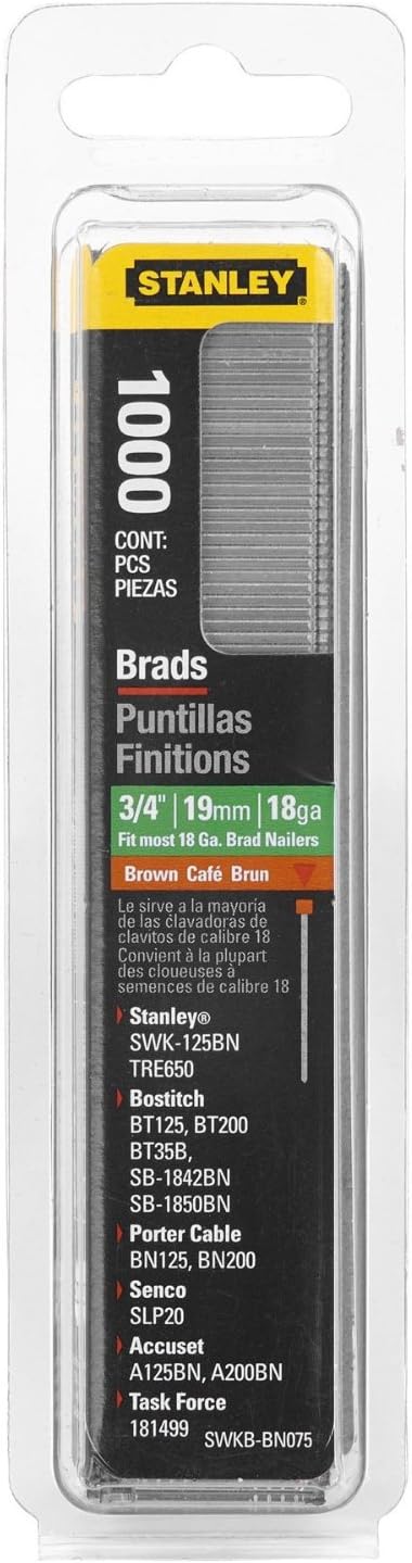 BRAD NAILS, BRAND, CATEGORY, STANLEY, Stanley Swkbn075 3/4 Inch Brad Nails, Pack of 1000(Pack of 1000)