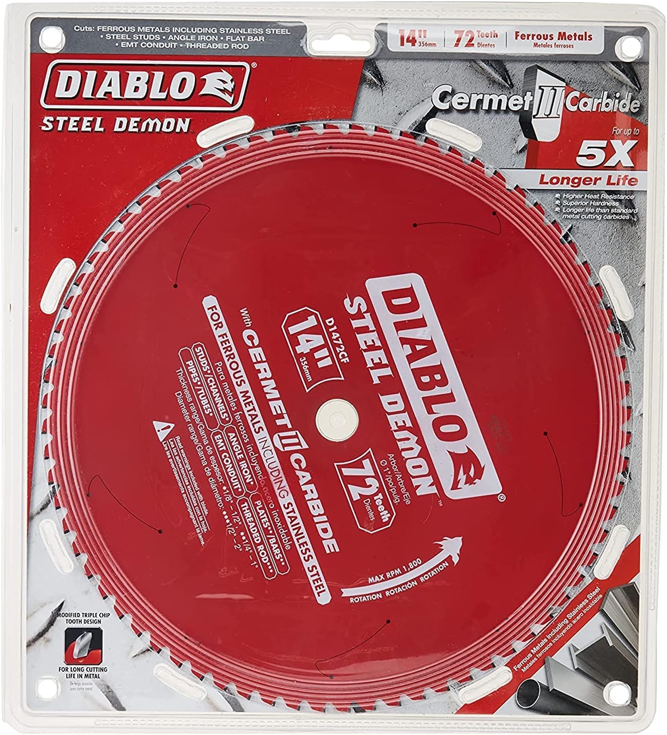 BRAND, CATEGORY, CIRCULAR SAW BLADES, DIABLO, Steel Demon 72T Cermet II Carbide Ferrous Metal Saw Blade