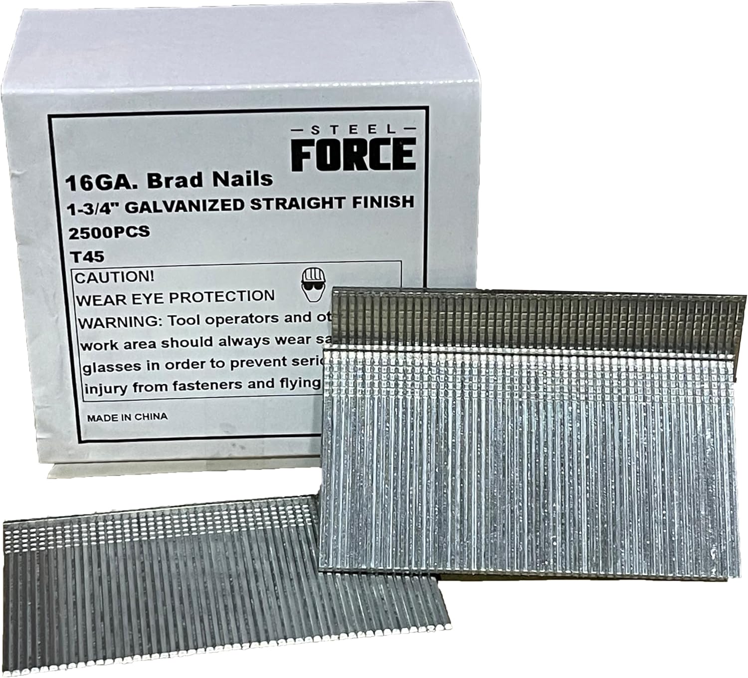 BRAND, CATEGORY, FINISH NAILS, STEEL FORCE, Steel Force T25 16 Gauge 1 Inch Length Straight Galvanized Finish Nails 2,500-Pack