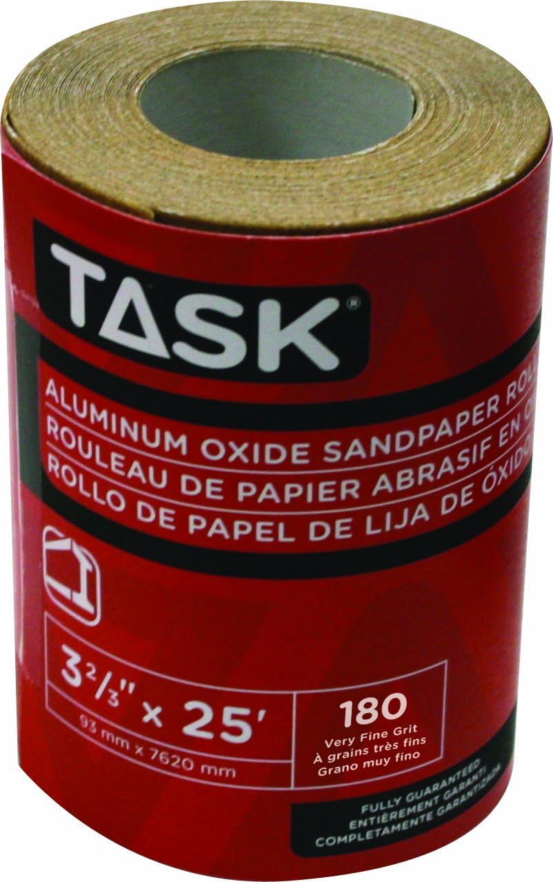 BRAND, CATEGORY, SANDING SHEETS, TASK, Task T32305 3-2/3-Inch by 25 Feet Aluminum Oxide Sandpaper Roll, 60 Grit