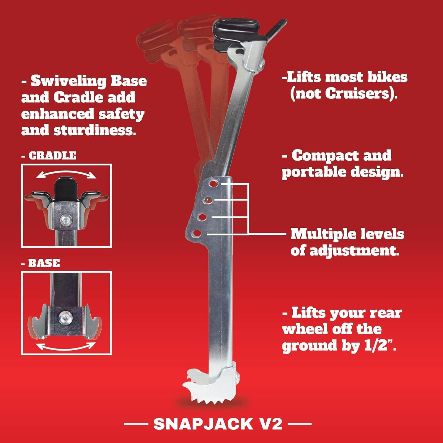 BRAND, CATEGORY, STANDS, TIROX, Tirox Snapjack V2 Motorcycle Compact Portable Jack Stand Kick Stand with Durable Metalic Finish