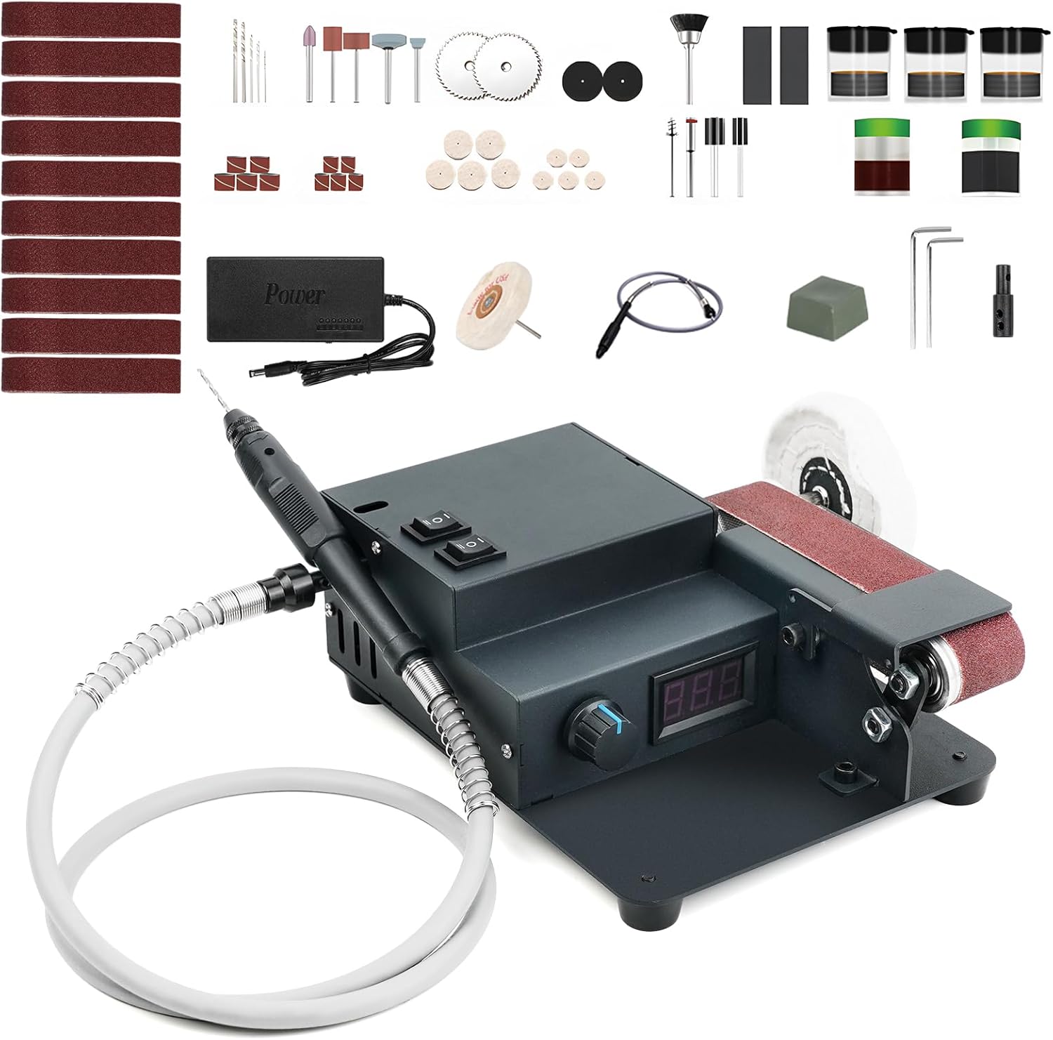 BELT SANDERS, BRAND, CATEGORY, OUYANG, Twotrees Mini Belt Sander, 350W Electric Sander, 1.2x15in Belt Bench Grinder Comes With 10 Pieces of Sanding Belts, Suitable for Grinding Tools Such as Metal, Wood, Aluminum, Etc