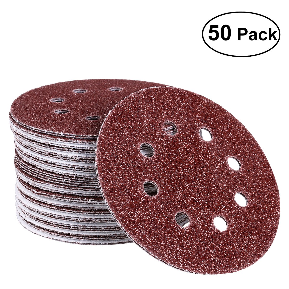 BRAND, CATEGORY, HOOK & LOOP DISCS, UEETEK, UEETEK Hook and Loop Sanding Discs 8 Hole 5 Inch Sandpaper Round Shape（A Pack of 50） (40 Grit)