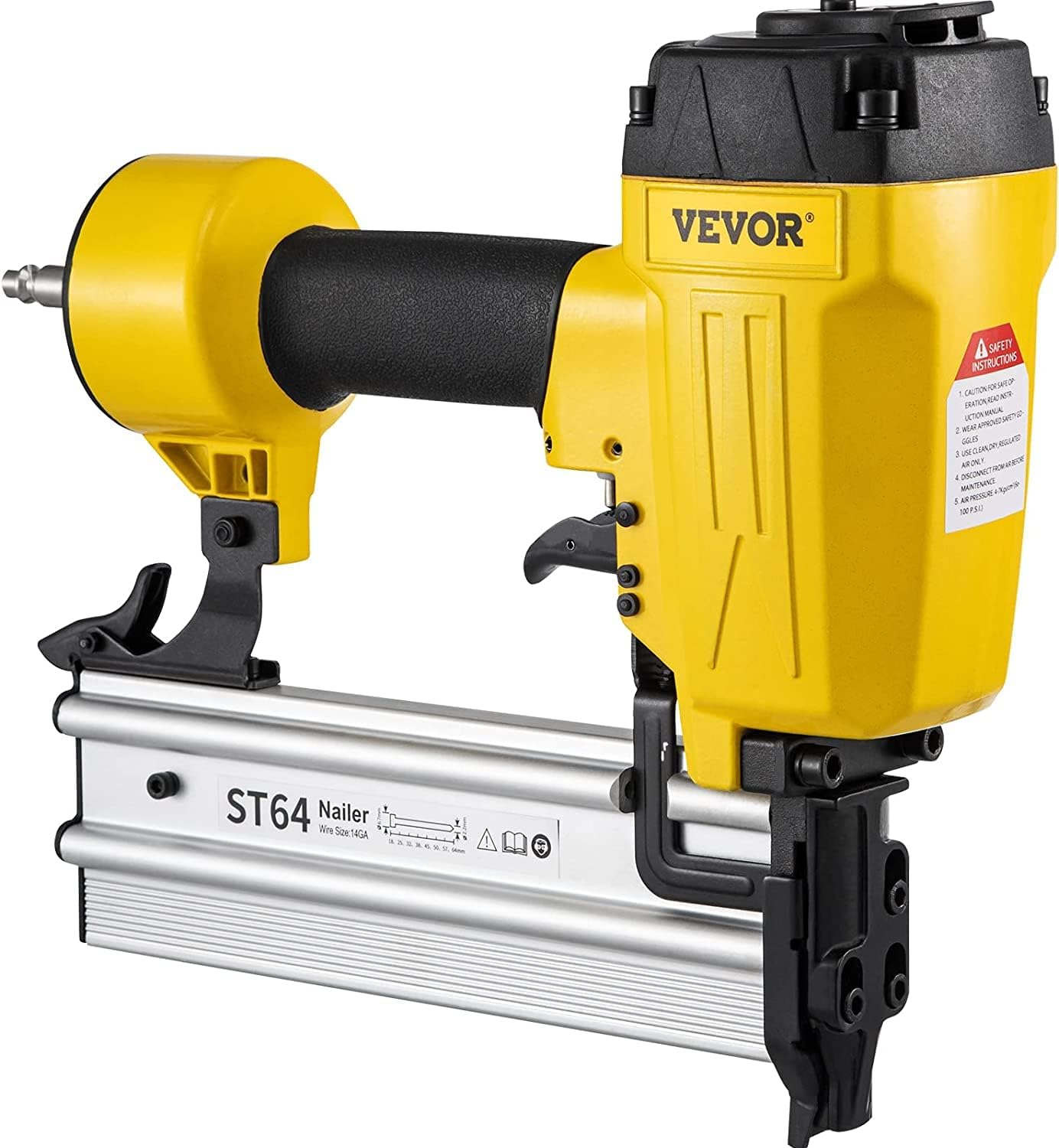 BRAD NAILERS, BRAND, CATEGORY, VEVOR, VEVOR Pneumatic Nail Gun, ST64 14 Gauge Heavy Duty Concrete T Nailer 1" to 2-1/2", Air Nailer for Hardwood to Concrete