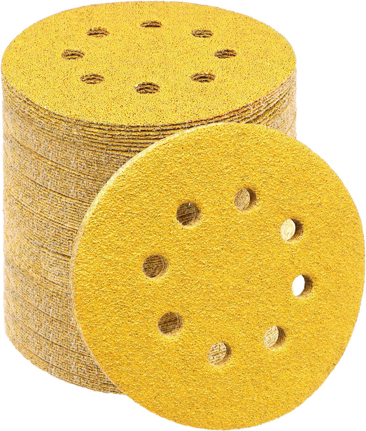 BRAND, CATEGORY, HOOK & LOOP DISCS, VFINE, VFINE 5 Inch Sandpaper 80 Grit, 100 Pieces Hook and Loop Sanding Discs 8 Hole Dustless Random Orbital Sandpaper Aluminum Oxide Round Sanding Pads for Wood Working