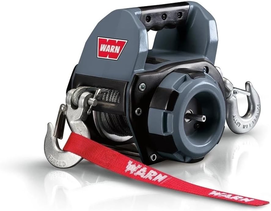 BRAND, CATEGORY, WARN, WINCHES, WARN 101575 Handheld Portable Drill Winch with 40 Foot Synthetic Rope: 750 lb Pulling Capacity , Gray