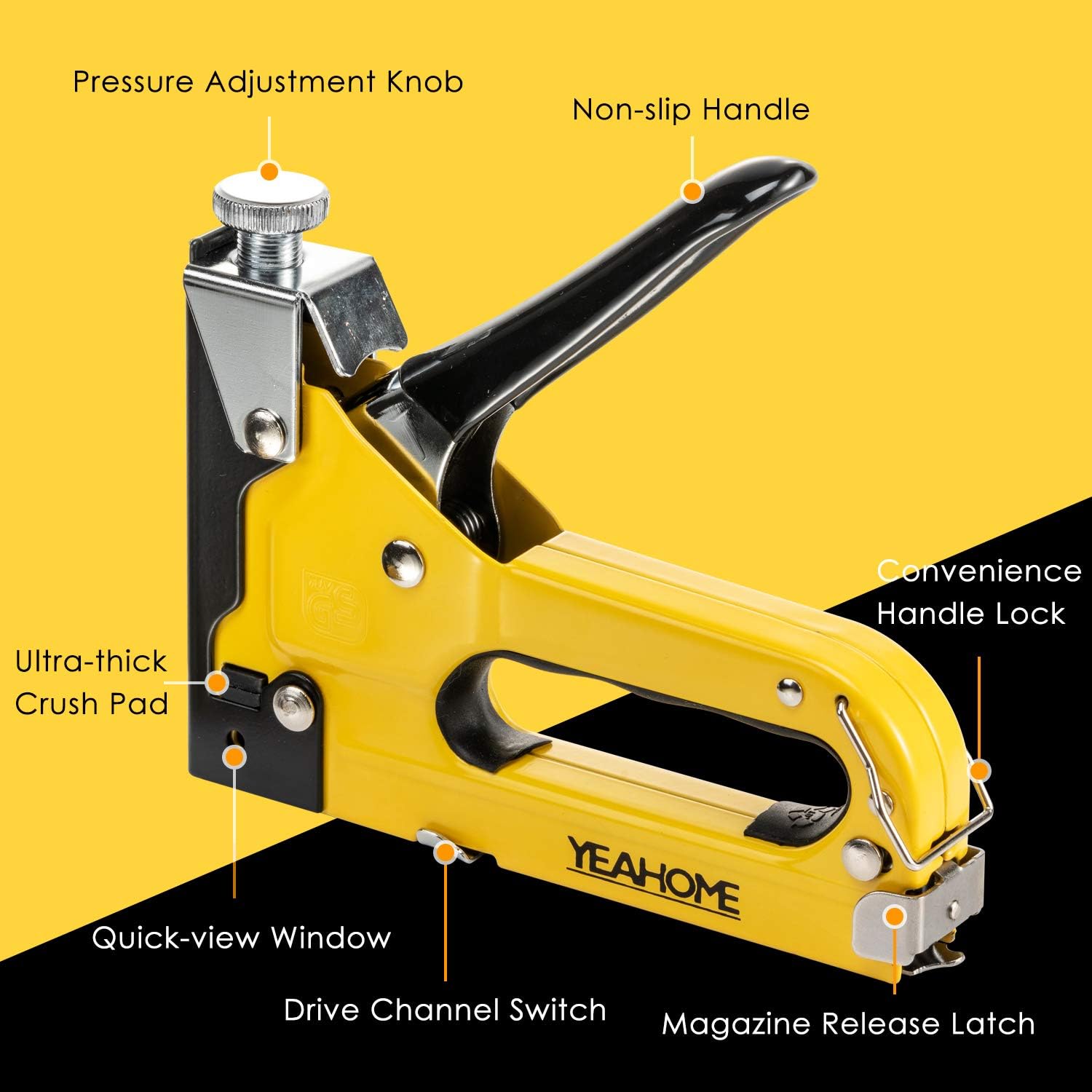 BRAND, CATEGORY, UPHOLSTERY STAPLERS, YEAHOME, YEAHOME Electric Staple Gun, 2 in 1 Electric Light Duty Brad Nailer/Stapler, 3.7V Power Cordless Stapler Tacker with USB Charger Cable, 1000 Staples for Upholstery, Material Repair and Carpentry…